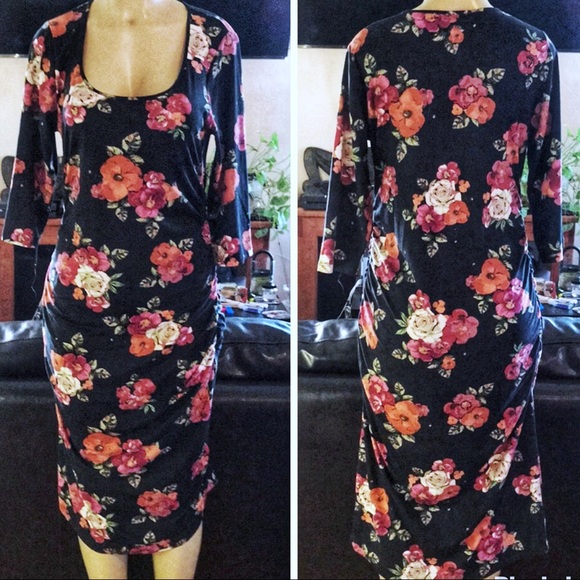 Expected by Lilac Dresses & Skirts - {ON HOLD} Maternity Floral Pink and Black Dress